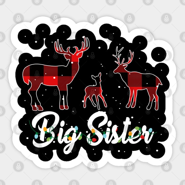 Big Sister Reindeer Plaid Pajama Shirt Family Christmas Sticker by intelus